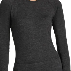 Icebreaker Women's Merino 260 ZoneKnit Long Sleeve Crewe Jet Hthr