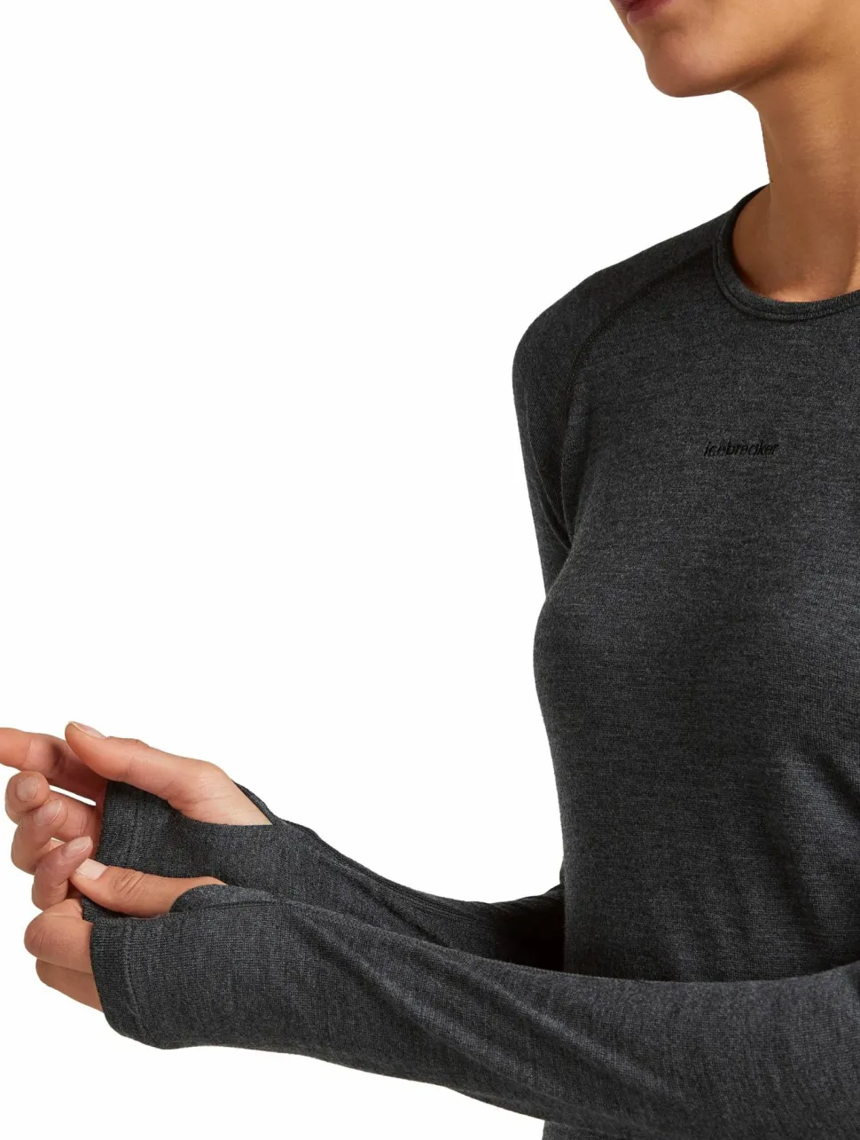 Icebreaker Women's Merino 260 ZoneKnit Long Sleeve Crewe Jet Hthr