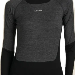 Icebreaker Women's Merino 200 Oasis+ Long Sleeve High Neck Black/Jet Hthr/Undyed
