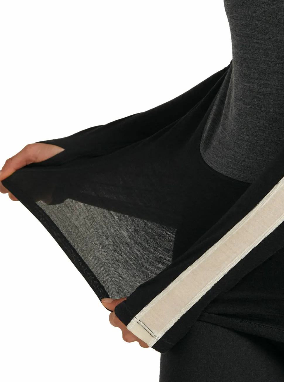 Icebreaker Women's Merino 200 Oasis+ Long Sleeve High Neck Black/Jet Hthr/Undyed