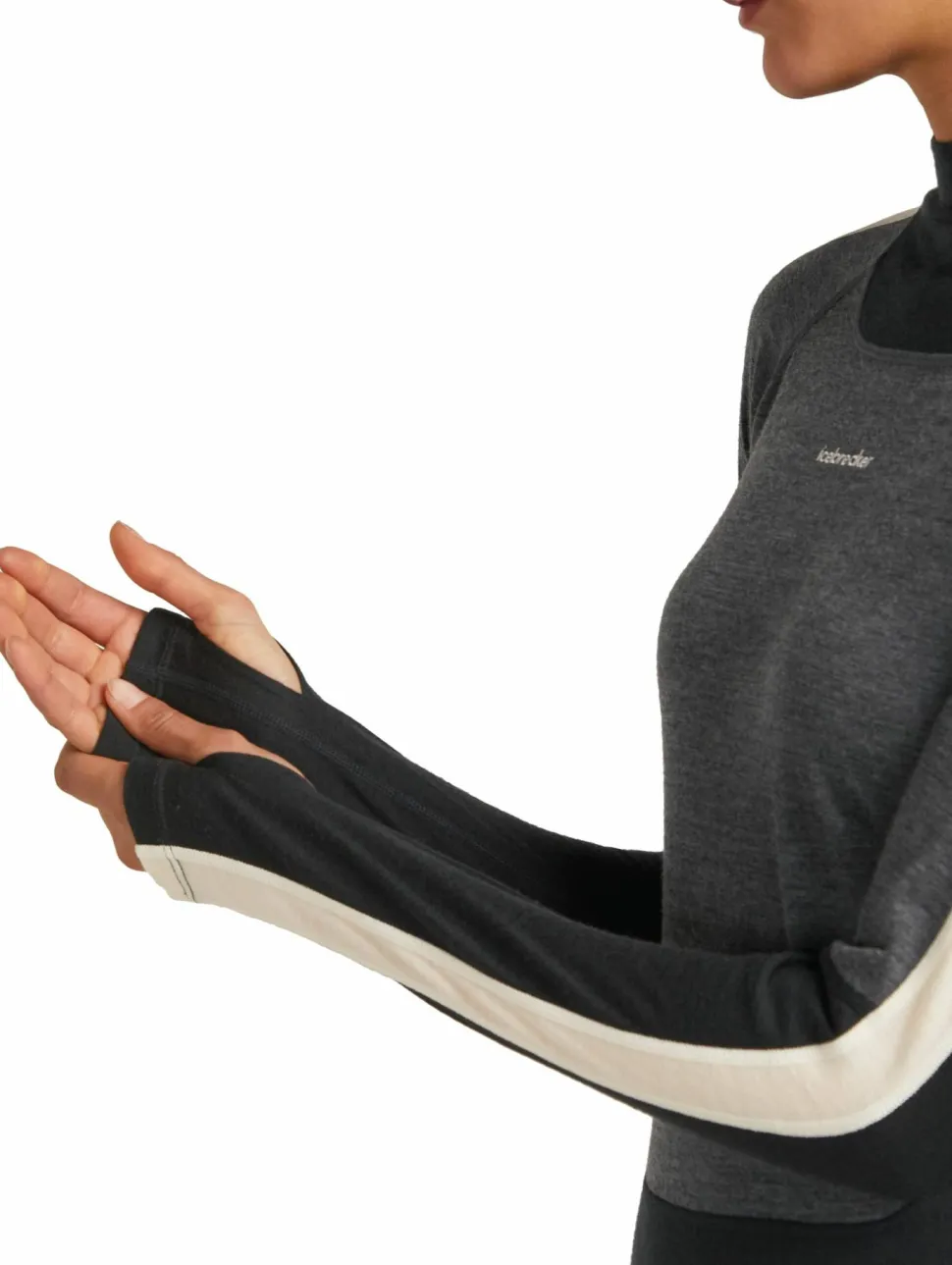 Icebreaker Women's Merino 200 Oasis+ Long Sleeve High Neck Black/Jet Hthr/Undyed