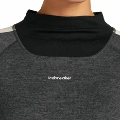 Icebreaker Women's Merino 200 Oasis+ Long Sleeve High Neck Black/Jet Hthr/Undyed