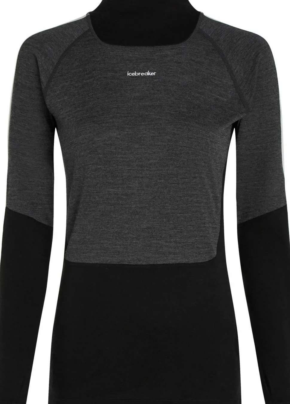 Icebreaker Women's Merino 200 Oasis+ Long Sleeve High Neck Black/Jet Hthr/Undyed