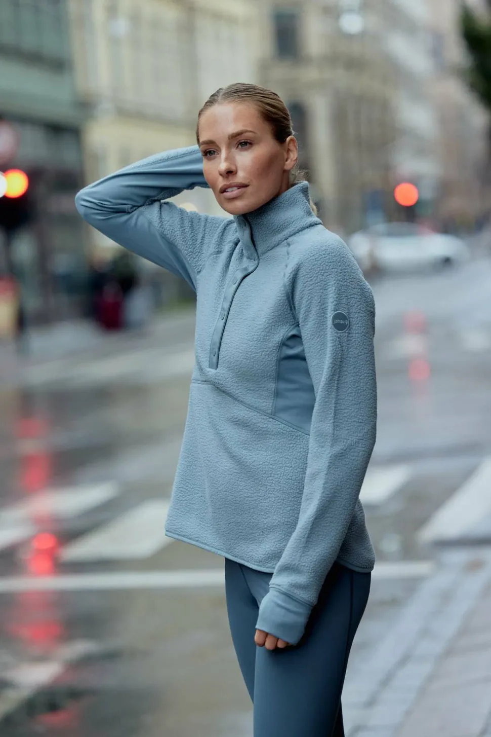 Johaug Women's Fusion Pile Henley Green/blue