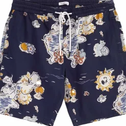 Knowledge Cotton Apparel Men's Boardwalk Shorts With Elastic Waist Night Sky