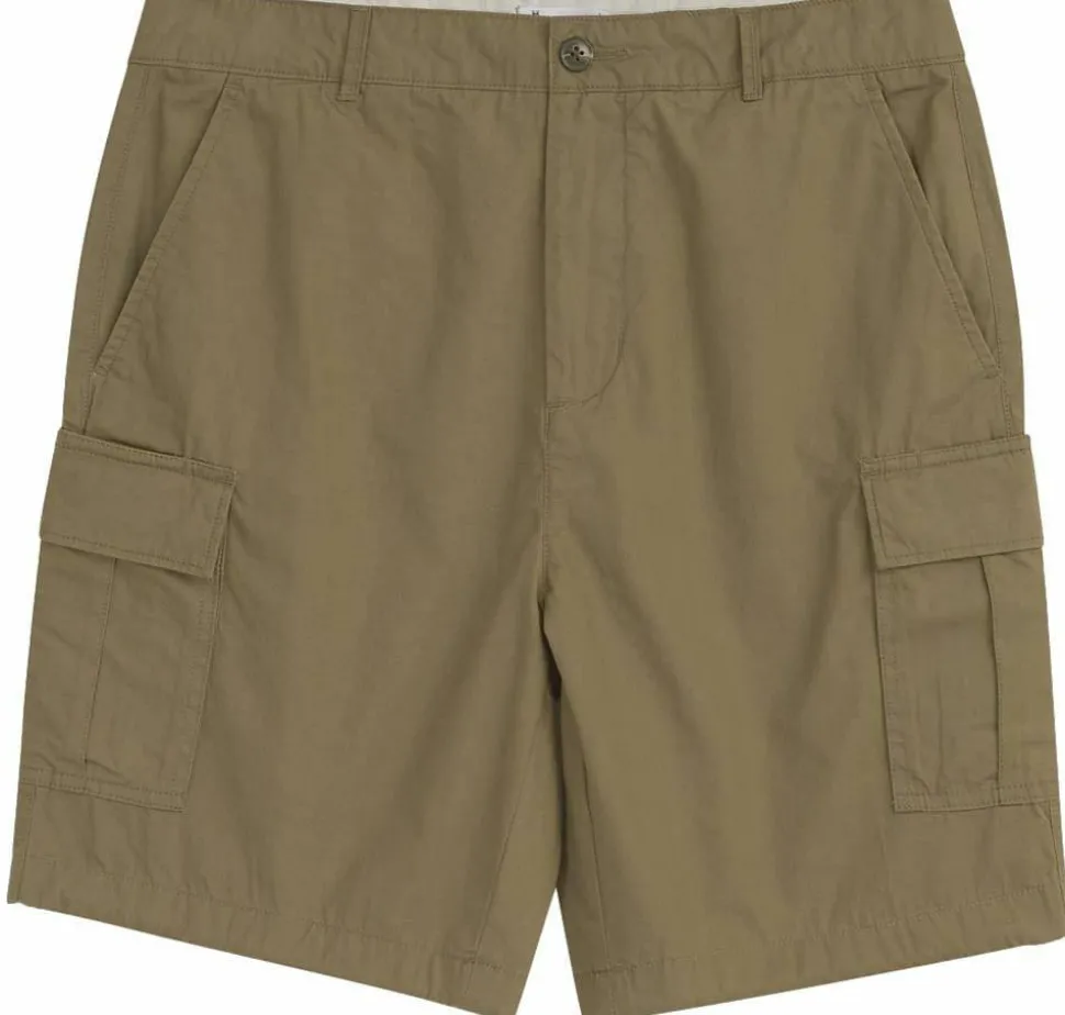 Knowledge Cotton Apparel Men's Fig Loose Cargo Poplin Shorts Burned Olive