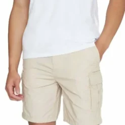 Knowledge Cotton Apparel Men's Fig Loose Cargo Poplin Shorts Light Feather Gray