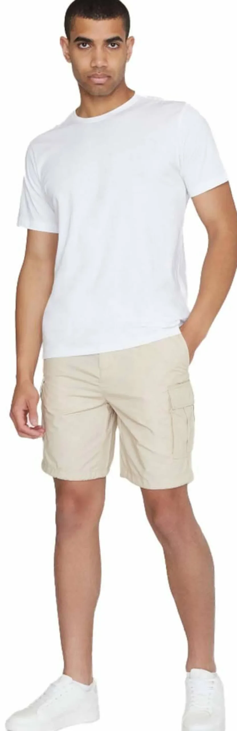 Knowledge Cotton Apparel Men's Fig Loose Cargo Poplin Shorts Light Feather Gray