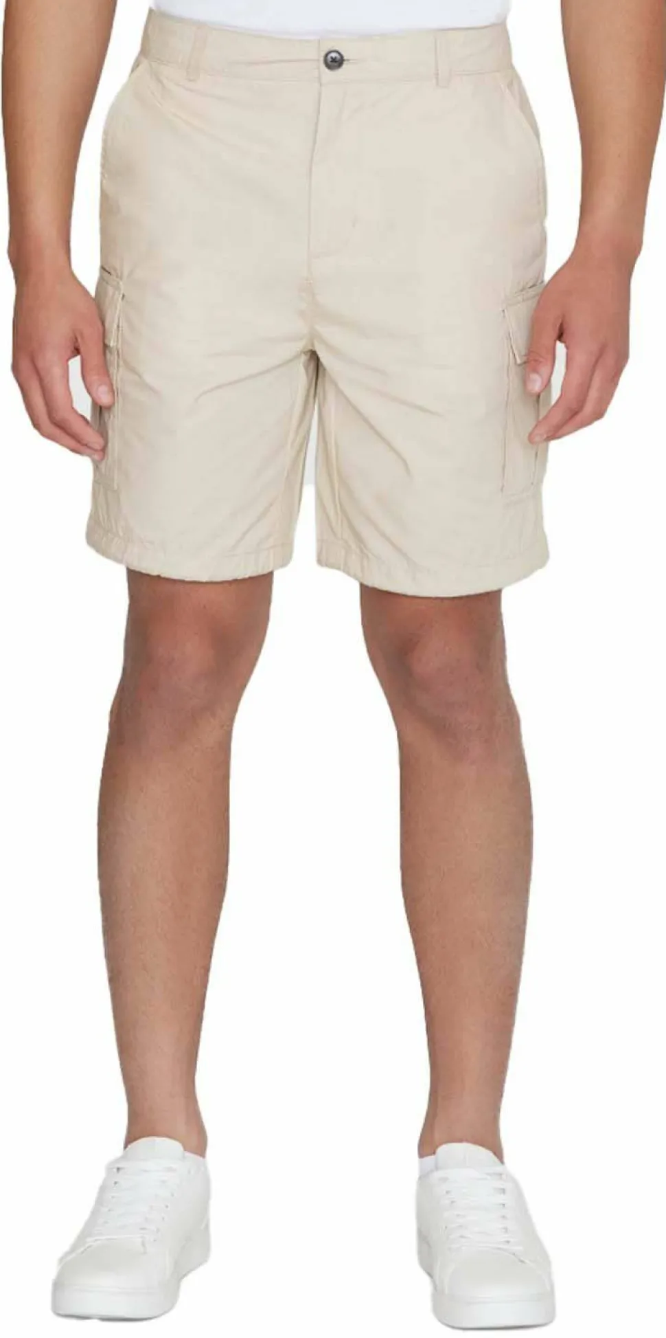 Knowledge Cotton Apparel Men's Fig Loose Cargo Poplin Shorts Light Feather Gray