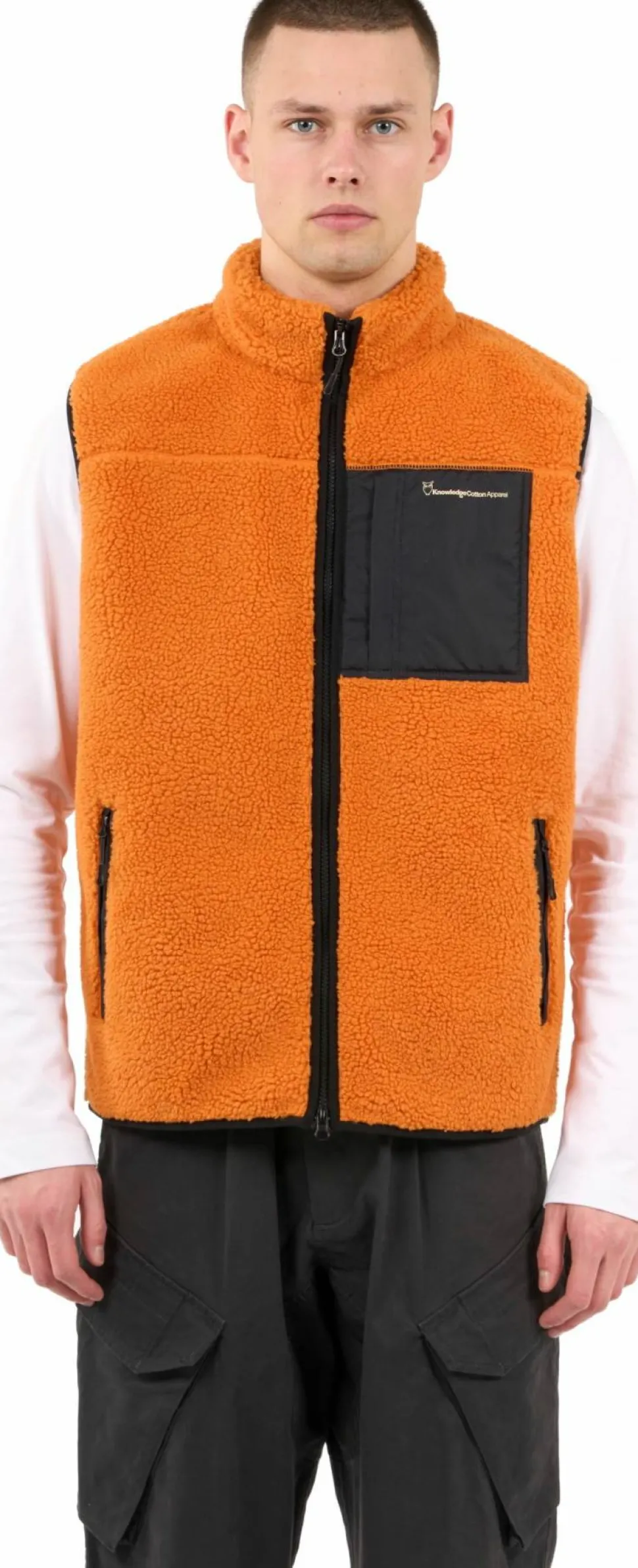 Knowledge Cotton Apparel Men's Teddy Fleece Vest Desert Sun