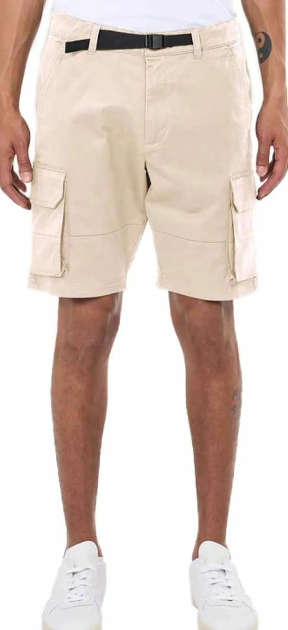 Knowledge Cotton Apparel Men's Cargo Stretched Twill Shorts Light Feather Gray