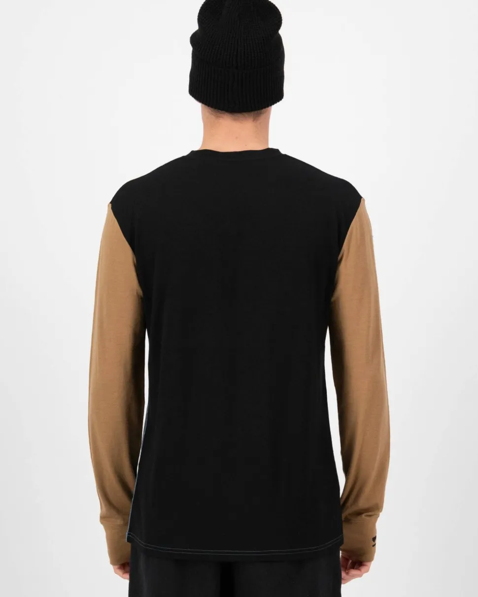 Mons Royale Men's Yotei Merino Long Sleeve Goblin Blue/Toffee/Black