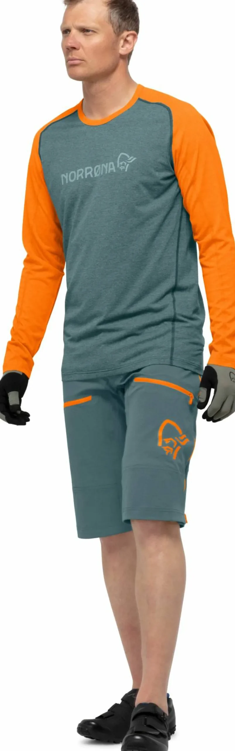 Norrøna Men's Fjørå Flex1 Heavy Duty Shorts North Atlantic/Orange Popsicle