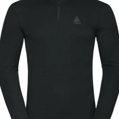 Odlo Men's Active Warm ECO Half-Zip Turtleneck Base Layer Top Black