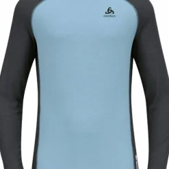 Odlo Men's Performance Wool 150 Base Layer Provincial Blue - Dark Grey Melange