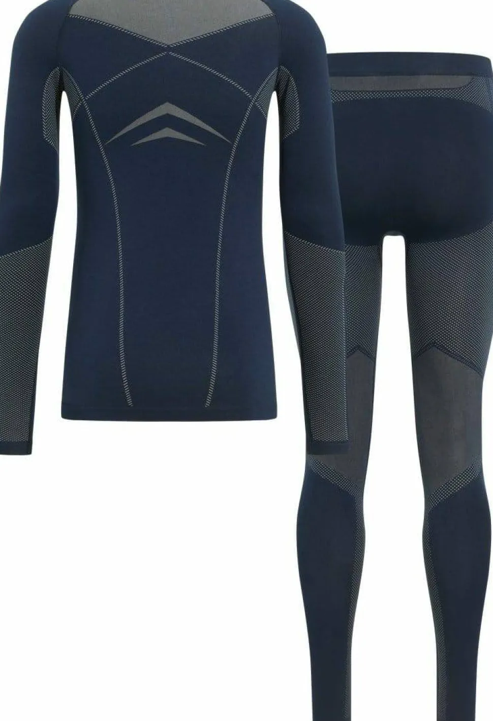Odlo Men's Set Long Fundamentals Performance Warm Dark Sapphire - Silver Cloud