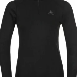 Odlo Women's Active Warm Eco Half-Zip Turtleneck Base Layer Top Black