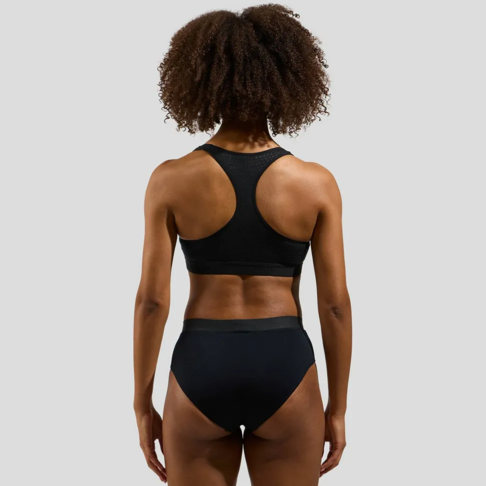Odlo Women's Ascent Performance Wool Medium Support Sports Bra Black