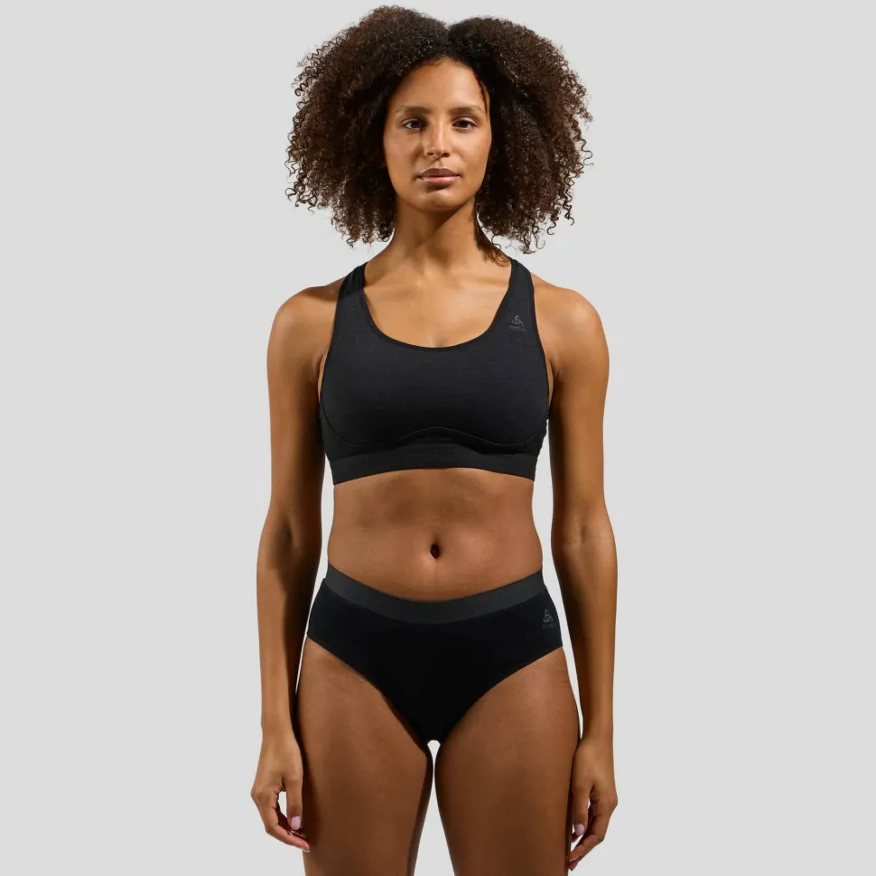 Odlo Women's Ascent Performance Wool Medium Support Sports Bra Black