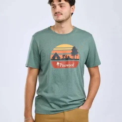Pinewood Men's Finnveden Recycled Outdoor T-Shirt Aquagr. Melange Campsite