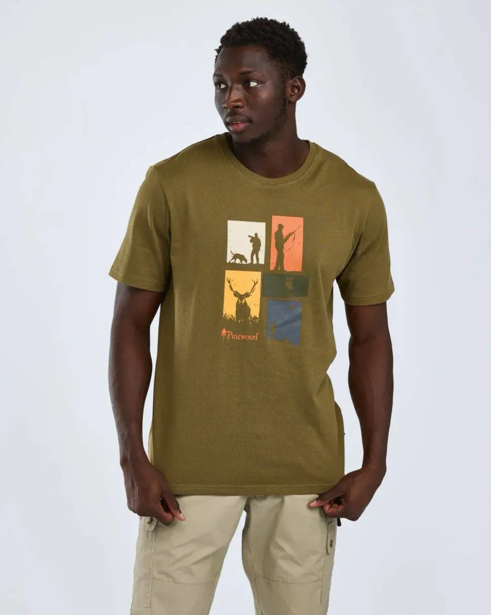 Pinewood Men's Hunting T-Shirt Olive Melange