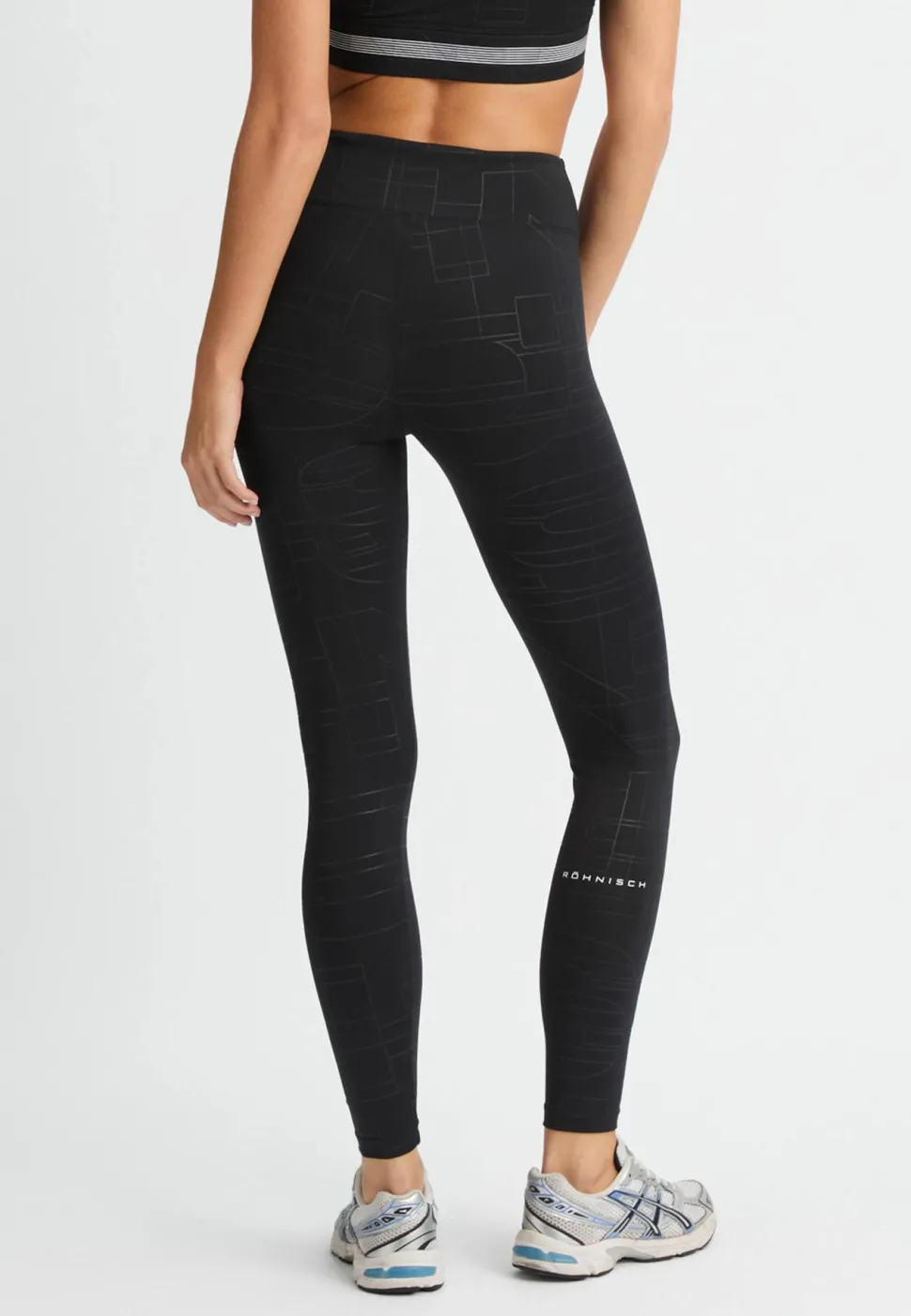 Röhnisch Women's Logo Effect High Waist Tights Black Logo Emboss