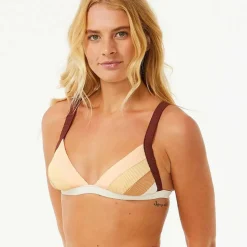 Rip Curl Women's Block Party Spliced Fixed Triangle Bikini Top Bone