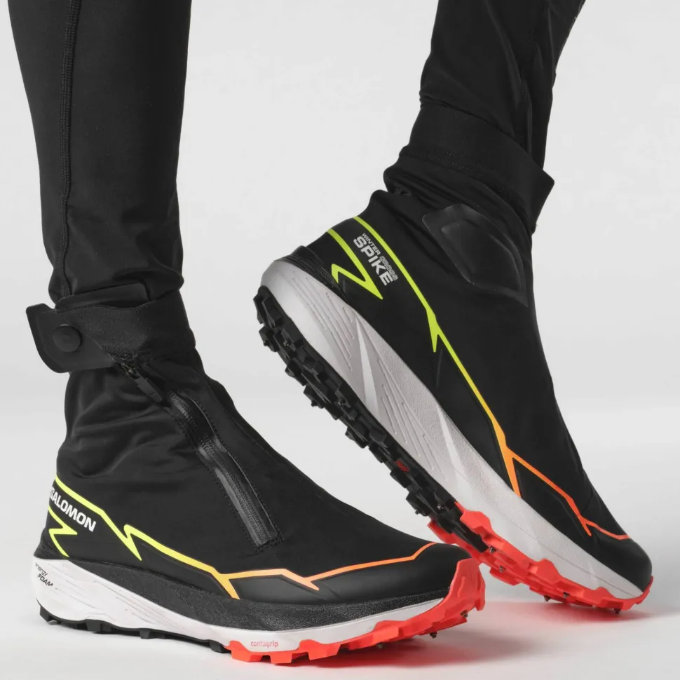 Salomon Unisex Winter Cross Spike Black/Fiery Coral/Safety Yellow