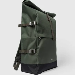 Sandqvist Icon Rolltop Backpack L Dawn Green With Dark Brown Leather