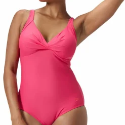 Speedo Womens Shaping Cross Knot 1 Piece Dark Pink