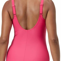 Speedo Womens Shaping Cross Knot 1 Piece Dark Pink