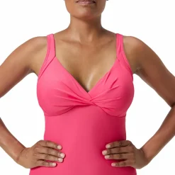 Speedo Womens Shaping Cross Knot 1 Piece Dark Pink