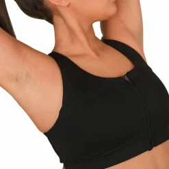 StayInPlace Front Zip Sports Bra Black