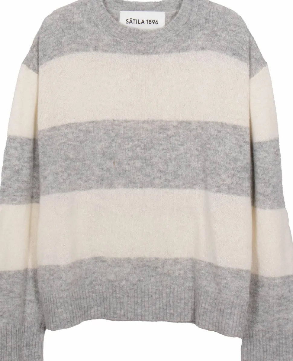 Sätila Men's Boxy Stripe Sweater Grey Melange