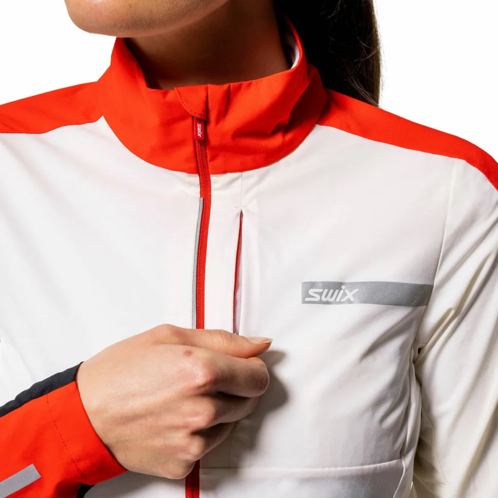 Swix Women's Roadline Wind Jacket Bright White/Fiery Red