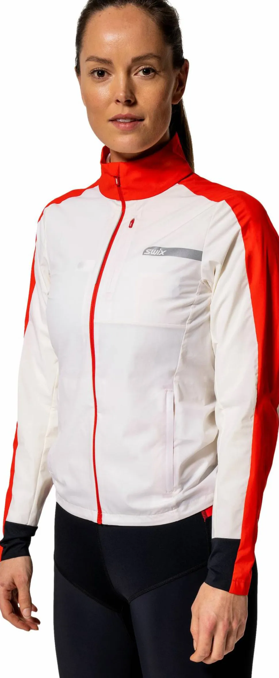 Swix Women's Roadline Wind Jacket Bright White/Fiery Red