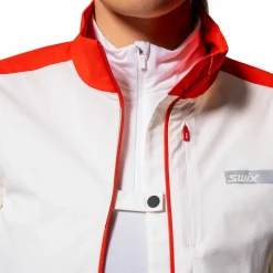 Swix Women's Roadline Wind Jacket Bright White/Fiery Red