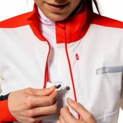 Swix Women's Roadline Wind Jacket Bright White/Fiery Red