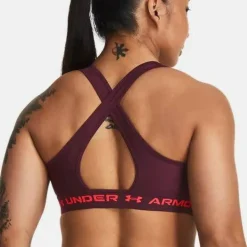 Under Armour Women's UA Crossback Mid Bra Dark Maroon