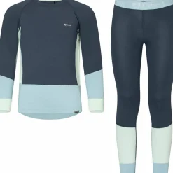 Urberg Juniors' Tree Base Layer Set Blue Nights/stone Blue/celadon