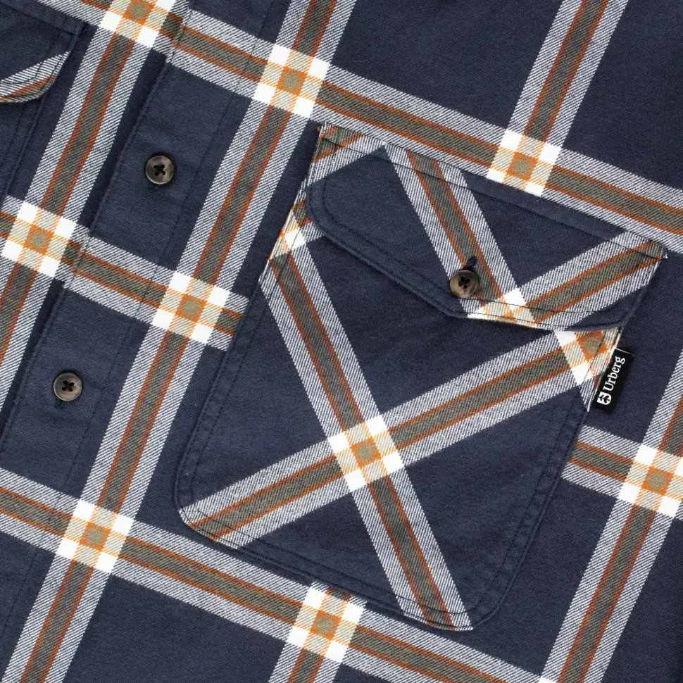 Urberg Men's Two Pocket Flanell Shirt Blue Nights/deep Lichen Green