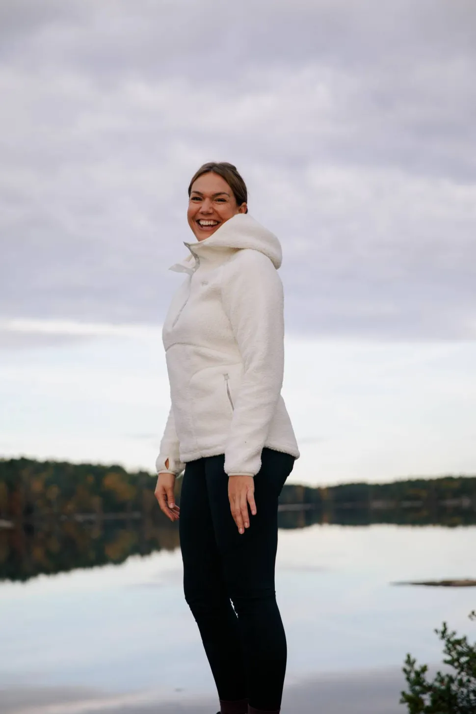 Urberg Women's Soft Pile Fleece Hoodie Cloud Dancer