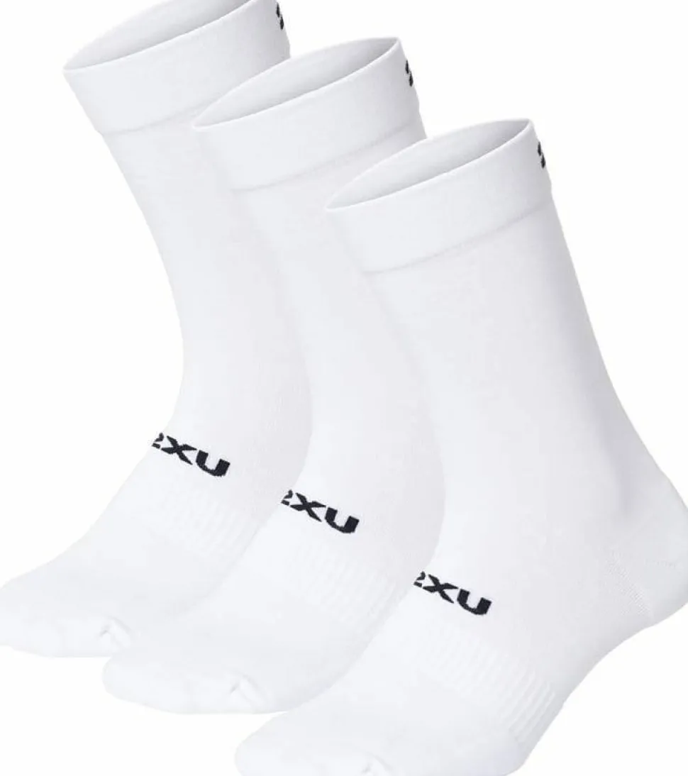 2XU Crew Socks 3 Pack White/Black