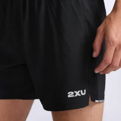 2XU Men's Aero 5 Inch Shorts Black/Silver Reflective