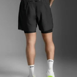 2XU Men's Aero Mesh 2-In-1 5 Inch Shorts Black/silver Reflective