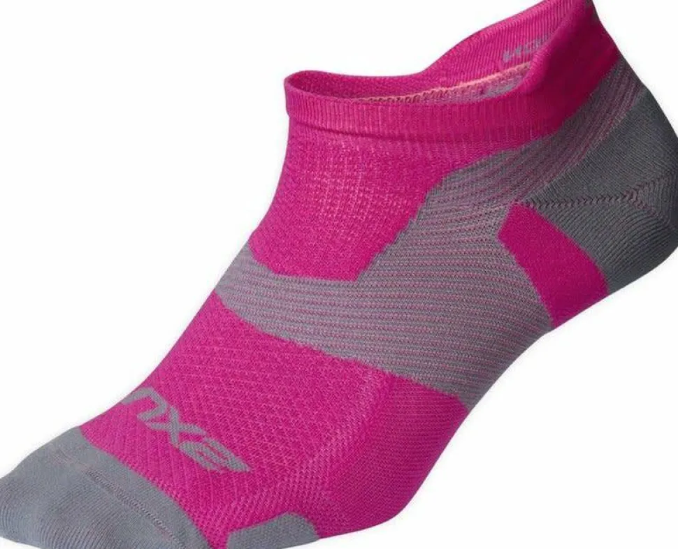 2XU Vectr Light Cushion No Show Sock Magenta/Light Grey