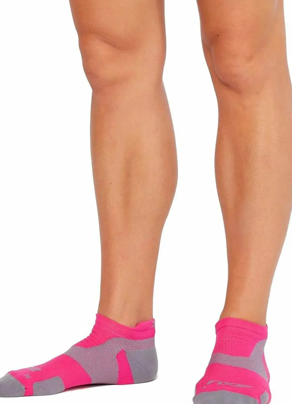 2XU Vectr Light Cushion No Show Sock Magenta/Light Grey
