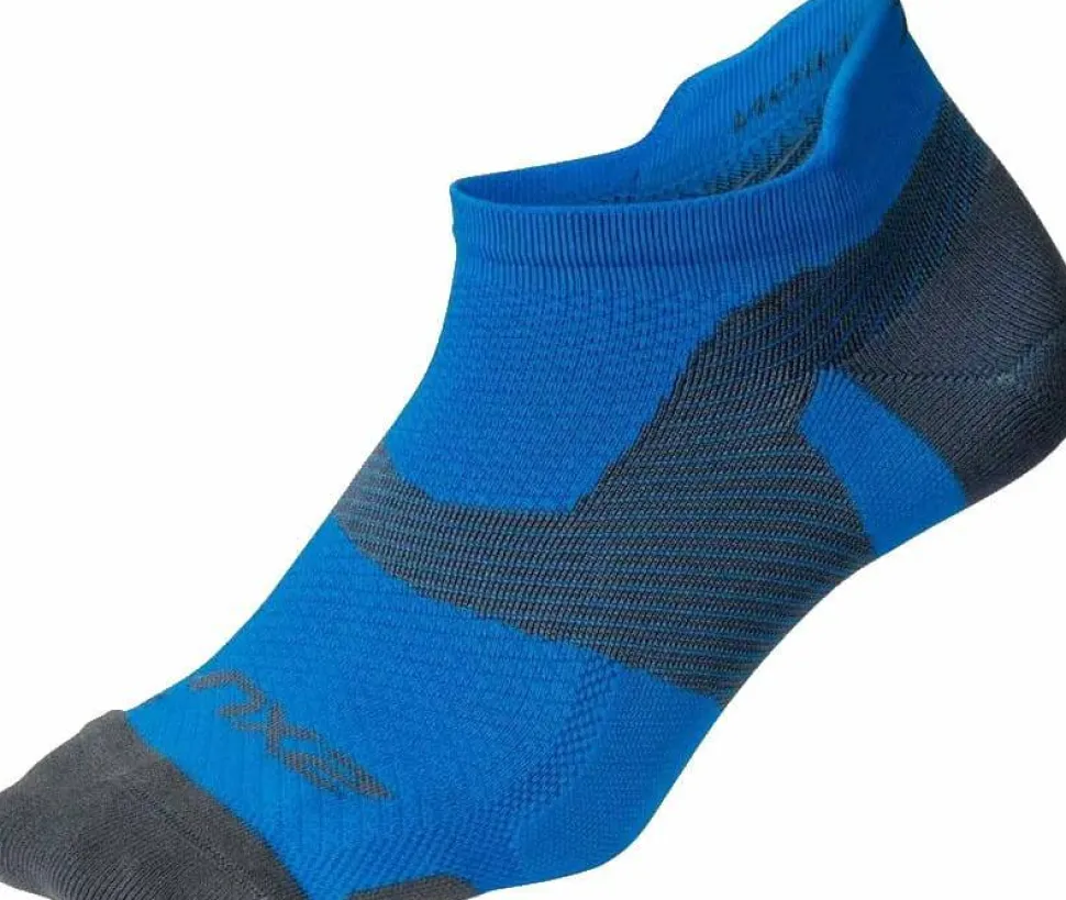 2XU Vectr Light Cushion No Show Sock Vibrant Blue/Grey