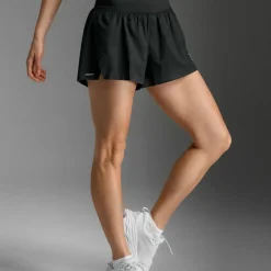2XU Women's Aero Hi-Rise 2-In-1 3 Inch Shorts Black/silver Reflective