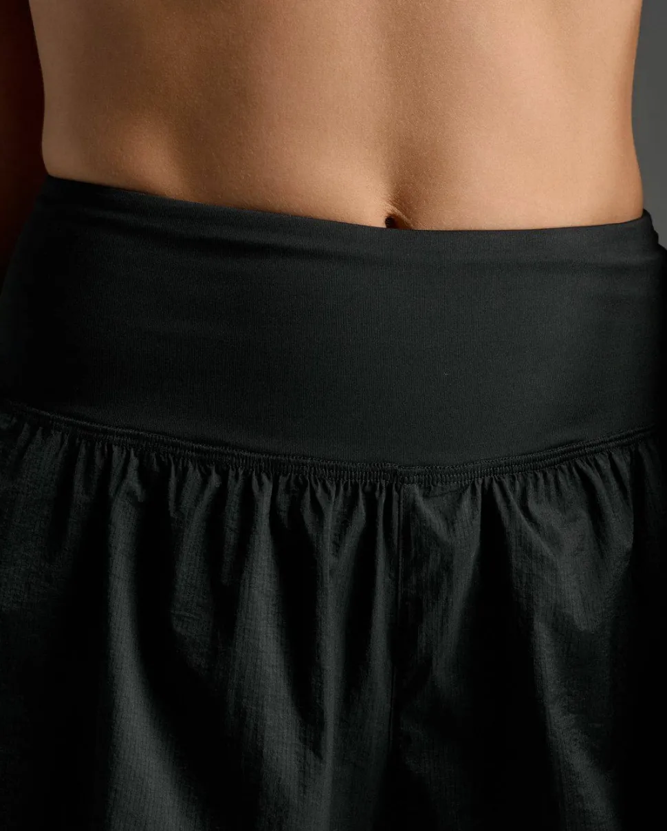 2XU Women's Aero Hi-Rise 2-In-1 3 Inch Shorts Black/silver Reflective